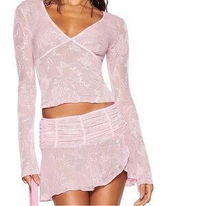 I.AM.GIA Pink Crop Top Wrap V-Neck